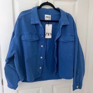 NWT Cropped Zara Denim Shacket